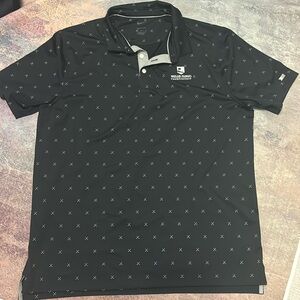 Nike Dri-Fit Size  L black  with tiny gold clubs Polo Shirt Short Sleeve